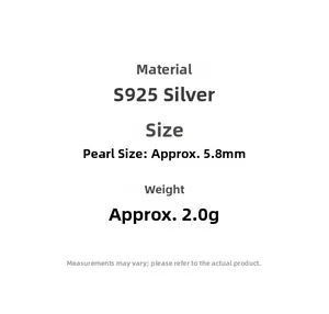 S925 silver double layer ring specifications with 5.8mm pearl size and 2.0g weight detail