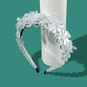 Cerchietto per Capelli in Cristallo con Fiori da Sposa Stile Coreano Copricapo in Petali di Acrilico Corona Floreale per Donna Sposa