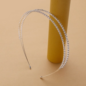 Double-layer silver rhinestone headband for women with elegant sparkling crystals