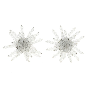 Handmade crystal tassel snowflake earrings with sparkling silver-white beads for women
