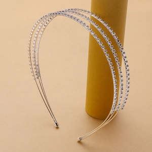 Elegant Alloy Multi Layer Rhinestone Headband Three Row Crystal Hair Band Wedding Party Headwear For Women Accessories