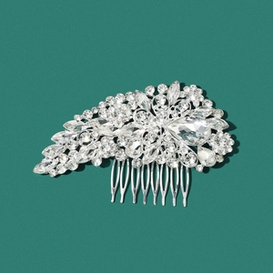 Peigne À Cheveux Élégant En Alliage De Strass Motif De Feuilles Florales Pour Mariage Fête Coiffe De Mariée Bijoux De Cheveux