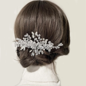 Élégant Peigne à Cheveux de Mariée en Cristal Fait à la Main avec Fil Argenté Accessoires de Bijoux pour Femmes Fête
