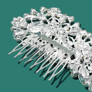 Peigne à cheveux vintage en argent avec motif floral ajouré complexe pour coiffure