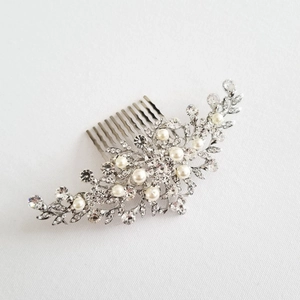 Elegante Pettine per Capelli da Sposa con Strass e Künstliche Perle d'Imitazione in Lega con Foglie e Fiori per Matrimonio Donna