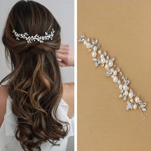 Vigne de Cheveux Mariée Fait à la Main Künstliche Perle Strass Coiffe Mariage Fil Alliage Élégant Fleur Bandeau Accessoire Femme
