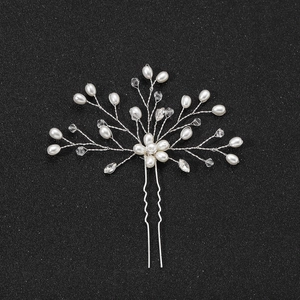 Épingle à Cheveux en U Faite à la Main avec Künstliche Perles et Strass Alliage Cristal Mariée Mariage Élégant Bâton de Cheveux Branche Fleur