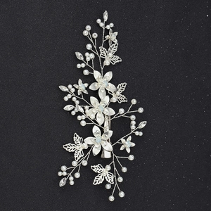 Handmade Silver Flower Wedding Hair Clip With Artificial Pearl Rhinestone Bridal Hair Pins Forest Style Headpiece For Women Jewelry