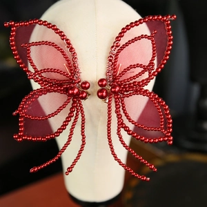 Barrette à Cheveux Papillon Fait à la Main Künstliche Perle d'Imitation Tulle Gland Accessoire Cheveux de Mariée pour Mariage Banquet