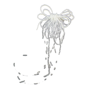 Barrette de mariée élégante avec nœud en perles et longues franges pour coiffure de mariage