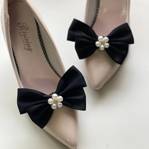 Clips À Chaussures Élégants Avec Nœud En Satin Fleurs En Künstliche Perles Et Strass Boucles Amovibles Pour Mariage Fête Femme Accessoires Mariée