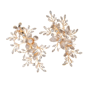 Set de barrettes de mariage avec fleurs, papillons, perles et strass en alliage doré