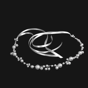 Serre-tête élégant en perles blanches avec rubans satinés pour coiffure de mariée