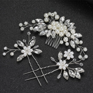 Legierung Künstliche Perle Kristall Blume Braut Hochzeit Haarschmuck Gold Silber Haarkamm Und Haarnadeln Damen Kopfschmuck
