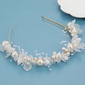 Serre-tête Élégant de Mariée avec Fleurs et Künstliche Perles pour Femmes Filles Fait à la Main Or Argent Bleu Rose Violet Floral Accessoires de Coiffure de Mariage