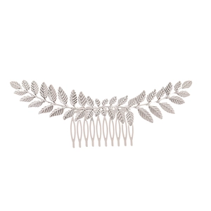 Peigne à cheveux en alliage d'argent avec design de branche d'olivier pour mariages