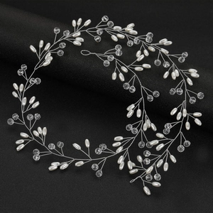 Vite per capelli da sposa argentata con perle e cristalli, accessorio per capelli elegante