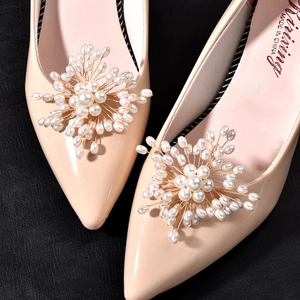 Clips de Chaussure de Luxe en Künstliche Perles Fleurs pour Chaussures de Mariée Boucle Décorative Amovible en Alliage Fait Main pour Femme