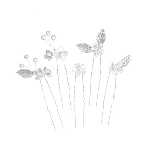 Détails du lot de 5 épingles à cheveux de mariée argentées avec fleurs et perles
