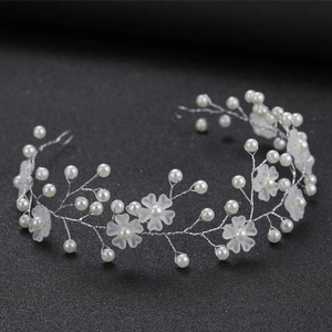 Handgefertigter Brautperlen-Blumen-Haarranken-Legierungsdraht-Hochzeits-Stirnband-Haarzubehör Für Bräute Damen Partyhaarschmuck