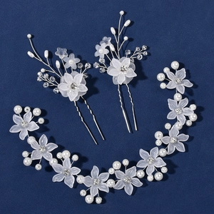 Accessori Capelli Sposa Fatti Mano Fiori Künstliche Perle Lega Strass Cristallo Vite Per Capelli E Forcine A U Per Matrimonio Festa Donna