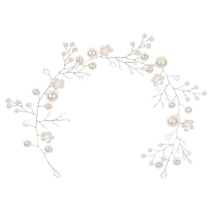 Handmade pearl and crystal bridal hair vine with silver wire for wedding headpiece
