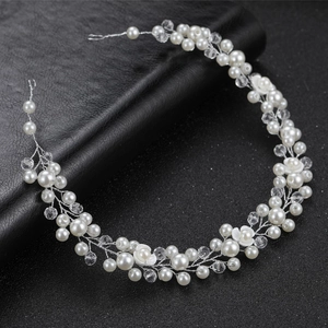 Vigne de Cheveux de Mariée Élégante Faite Main avec Künstliche Perles et Cristaux Bandeau de Mariage Romantique Or Argent Bijoux Femmes