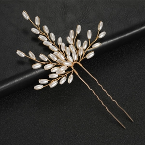 Pic à Cheveux Künstliche Perle Fait Main Épi de Blé en U pour Femme Mariage Mariée Élégant Fil en Alliage Fleur Épingle à Cheveux Bijoux