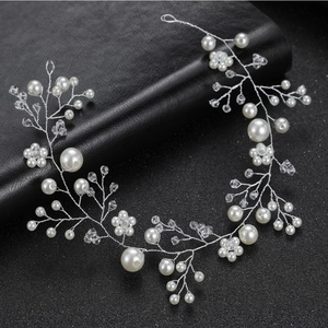Handmade Artificial Pearl Crystal Bridal Hair Vine Wedding Headpiece Gold Silver Wire Floral Hairband Party Accessories For Women