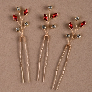 Épingles à Cheveux Mariée en U Alliage Strass Branche Feuille Bâtons à Cheveux Or Argent Accessoires de Coiffure Mariage Femme