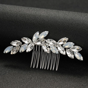 Peigne à cheveux de mariée argenté avec strass marquise pour coiffures de mariage chic