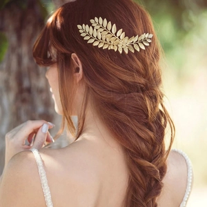 Western Style Alloy Leaf Design Hair Comb For Women Bridal Wedding Headwear Gold Silver Elegant Foliage Hair Accessory