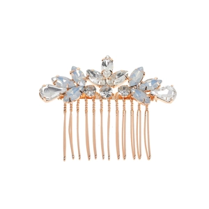 Eleganter Braut-Haarkamm in Roségold mit Opal-Kristallen und Strasssteinen für Hochzeiten