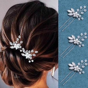 Eleganter Legierung Blumen Kunstperlen U-Form Haarstab Strass Braut Hochzeit Kopfschmuck Für Damen Haarschmuck