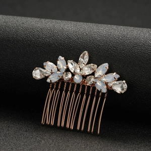 Eleganter Legierung Strass Braut Haarkamm Blumen Blatt Muster Hochzeit Seitenkamm Für Damen Party Haar Styling Schmuck Zubehör