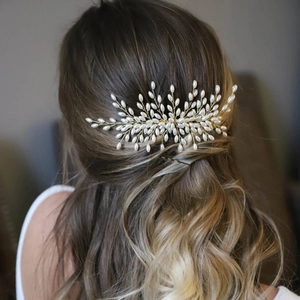 Peigne à Cheveux Mariée Fait Main avec Künstliche Perles Design Épi de Blé Alliage Or Argent Bijoux de Cheveux Mariage pour Femmes Accessoires
