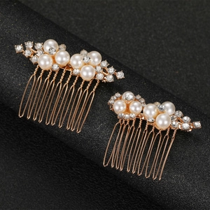Eleganti Pettini per Capelli in Lega con Künstliche Perle e Strass a Forma di Fiore per Sposa Matrimonio Oro Argento Donna Gioielli