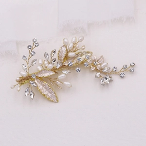 Pince à Cheveux Mariage Mariée Alliage Strass Künstliche Perle d'Imitation Fleur Feuille Bijoux de Cheveux Élégants pour Femme Banquet Fête