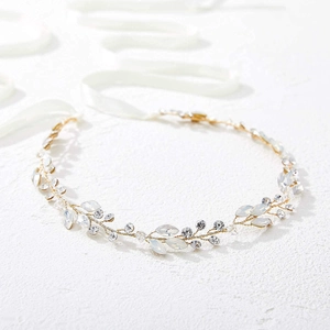 Vite per Capelli da Sposa Matrimonio Fatto a Mano Oro Argento Strass Cristallo Copricapo Bohémien Con Nastro di Raso
