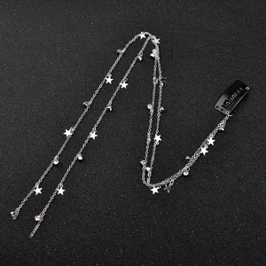 Fermaglio a catena per capelli con stelle argentate e strass per acconciatura coda