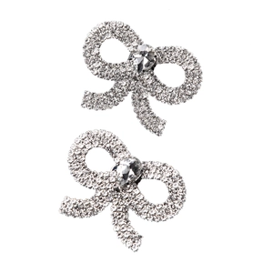 Elegant rhinestone bow shoe clips with teardrop crystals for bridal wedding footwear