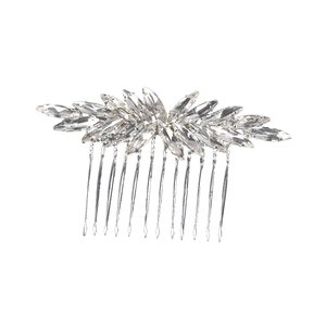 Silver bridal hair comb with marquise cut crystals in a floral arrangement for weddings