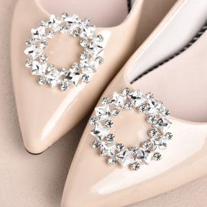 Boucles De Chaussures Amovibles En Strass Ronds Pour Mariage Chaussures De Mariée Argent Clips En Cristal Pour Talons Hauts