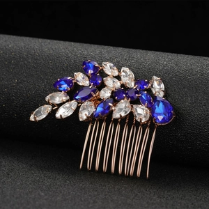 Peigne à Cheveux de Mariée Élégant en Alliage avec Strass Or Rose Cristal Floral Peigne de Mariage Banquet Femme
