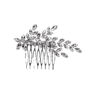 Pettine per capelli da sposa con cristalli marquise scintillanti su base argento