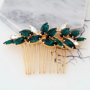 Vintage Glas Marquise Braut Haarkamm Vergoldet Legierung Strass Kopfschmuck Hochzeit Party Formale Damen Haarschmuck