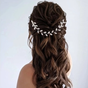 Bridal Wedding Hair Comb Headpiece Alloy Marquise Glass Rhinestone Leaf Vine Double Hair Insert For Women Party Jewelry