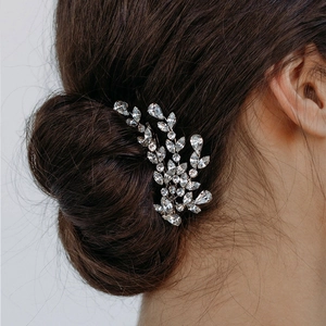 Pettine per Capelli da Sposa in Lega con Strass Foglia Fiore Copricapo Argento Gioielli per Matrimonio Festa Donna