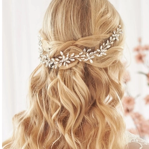 Bridal Wedding Hair Vine Headband Marquise Rhinestone Glass Alloy Soft Chain Leaf Flower Hair Accessory For Women
