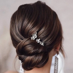Alloy Rhinestone U-Shaped Hair Pins Leaf Crystal Wedding Bridal Hair Forks For Women Elegant Headpiece Jewelry Accessories